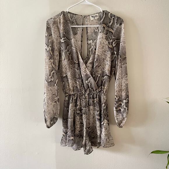 Show Me Your MuMu Pants - Show Me Your MuMu Rocky Snakeskin Wrap Romper Womens X-Small Cute Sexy Boho Chic
